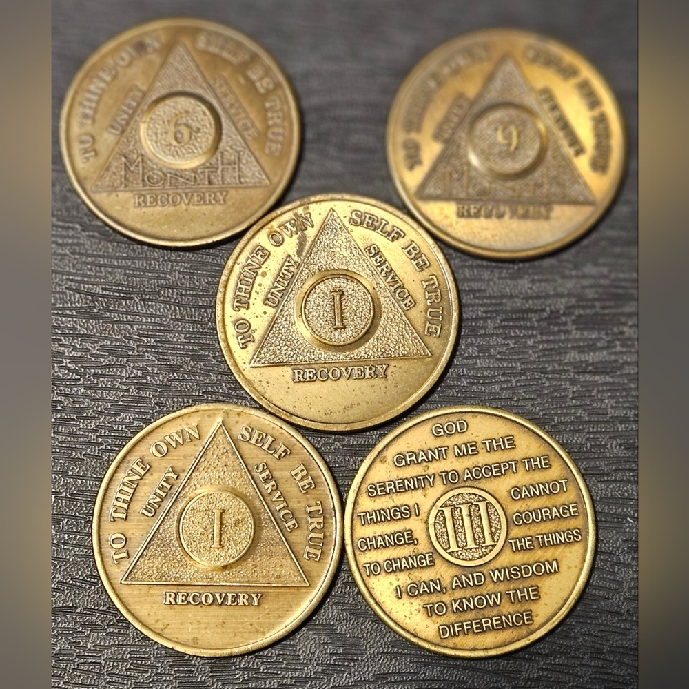 Brass Recovery Medallions 5 Total